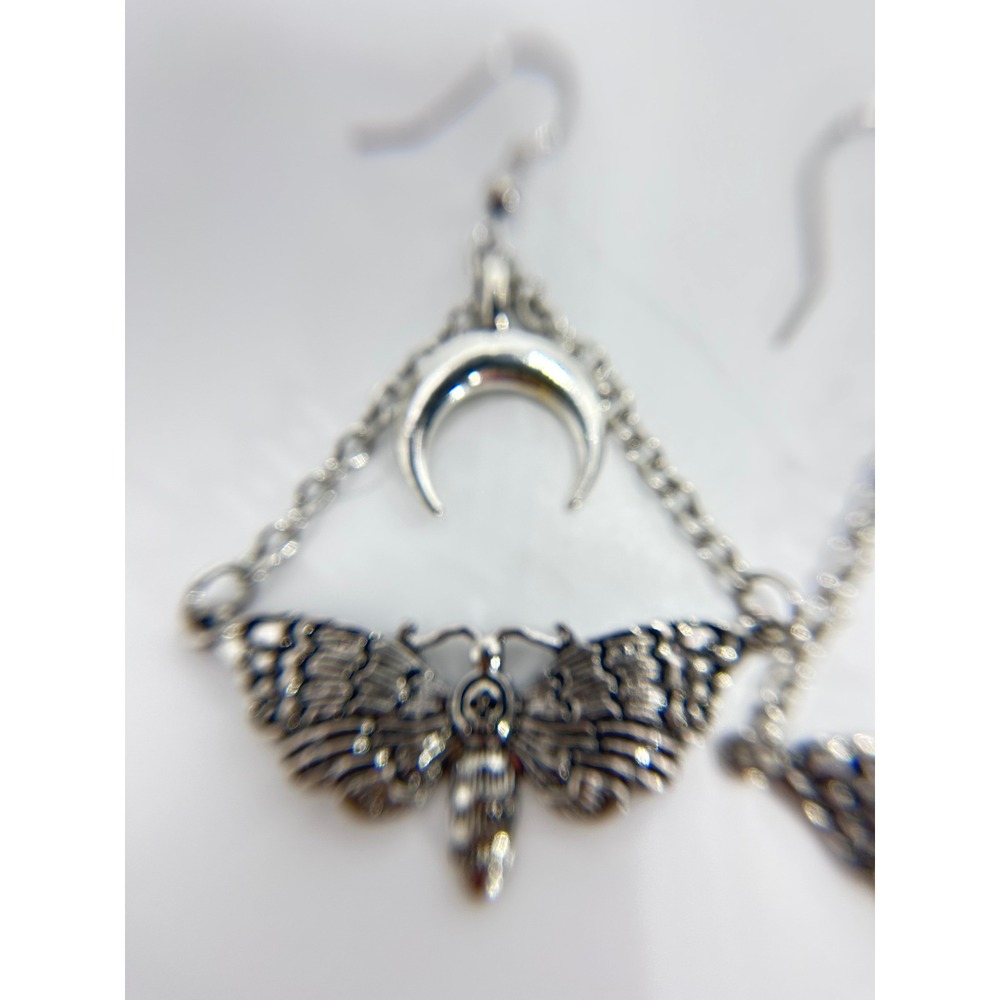 Unbranded Earrings Set Women OS Silver Good Moth Moon & Concentric Hoop Bundle - Picture 9 of 11